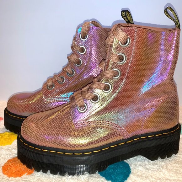 Dr. Martens Shoes - Dr. Martens Molly Iridescent Platform Boots NEW